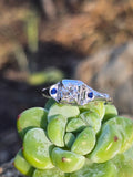 14k white gold sapphire & diamond estate ring