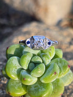 14k white gold sapphire & diamond estate ring