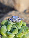 14k white gold sapphire & diamond estate ring