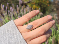 platinum top and 18ct gold two tone Deco estate sapphire and diamond ring