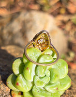 platinum top and 18ct gold two tone Deco estate sapphire and diamond ring