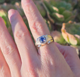 14k gold two tone Retro blue sapphire estate ring