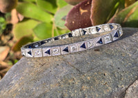 platinum Art Deco c.20's diamond and blue sapphire antique tennis bracelet