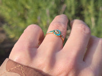 14k gold Victorian turquoise and pearl estate ring band