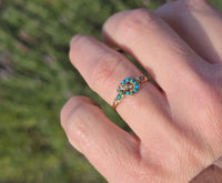 14k gold Victorian turquoise and pearl estate ring band