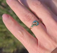 14k gold Victorian turquoise and pearl estate ring band