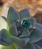 platinum emerald and diamond estate ring