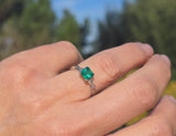 platinum emerald and diamond estate ring