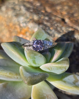 14k white gold spinel and diamond estate ring