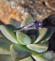 14k white gold spinel and diamond estate ring