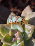 18ct gold Victorian opal & rose cut diamond antique ring - hallmarks