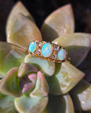 18ct gold Victorian opal & rose cut diamond antique ring - hallmarks