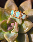 18ct gold Victorian opal & rose cut diamond antique ring - hallmarks