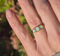 18ct gold Victorian opal & rose cut diamond antique ring - hallmarks