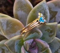 15ct gold Victorian turquoise, diamond and pearl estate ring