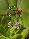 18k gold old cut diamond estate leverback earrings