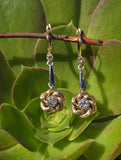 18k gold old cut diamond estate leverback earrings