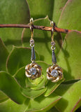 18k gold old cut diamond estate leverback earrings