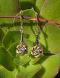 18k gold old cut diamond estate leverback earrings