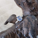 14k white gold vintage blue sapphire Retro ring