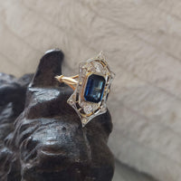 18k yellow gold & Platinum topped Edwardian Sapphire & Diamond Ring