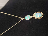 10k yellow gold Opal DECO necklace pendant
