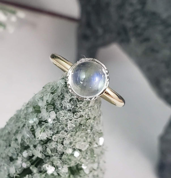 14k gold two tone Victorian Moonstone ring