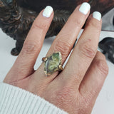 14k tri colored gold c.20s filigree Deco Moss Agate ring