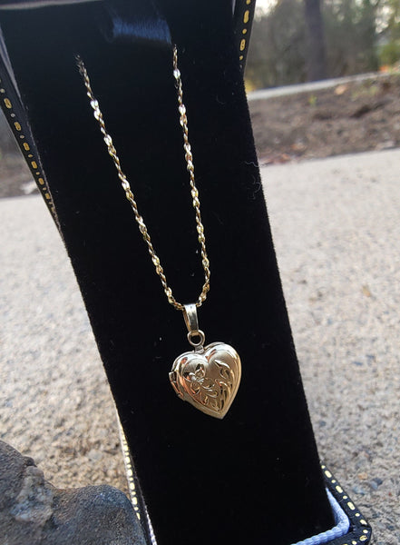 14K Gold Heart Lock Necklace