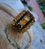 18k yellow gold emerald cut CITRINE estate cocktail ring