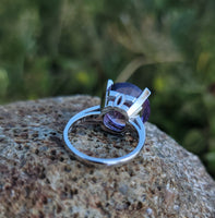 14k white gold amethyst solitaire estate cocktail ring