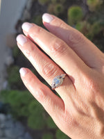 Platinum Art Deco c.1920s filigree diamond & blue sapphire engagement ring