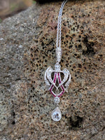 18k white gold Deco c.1910 -1920's ruby & diamond necklace pendant lavaliere