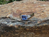 Platinum sapphire & diamond estate ring